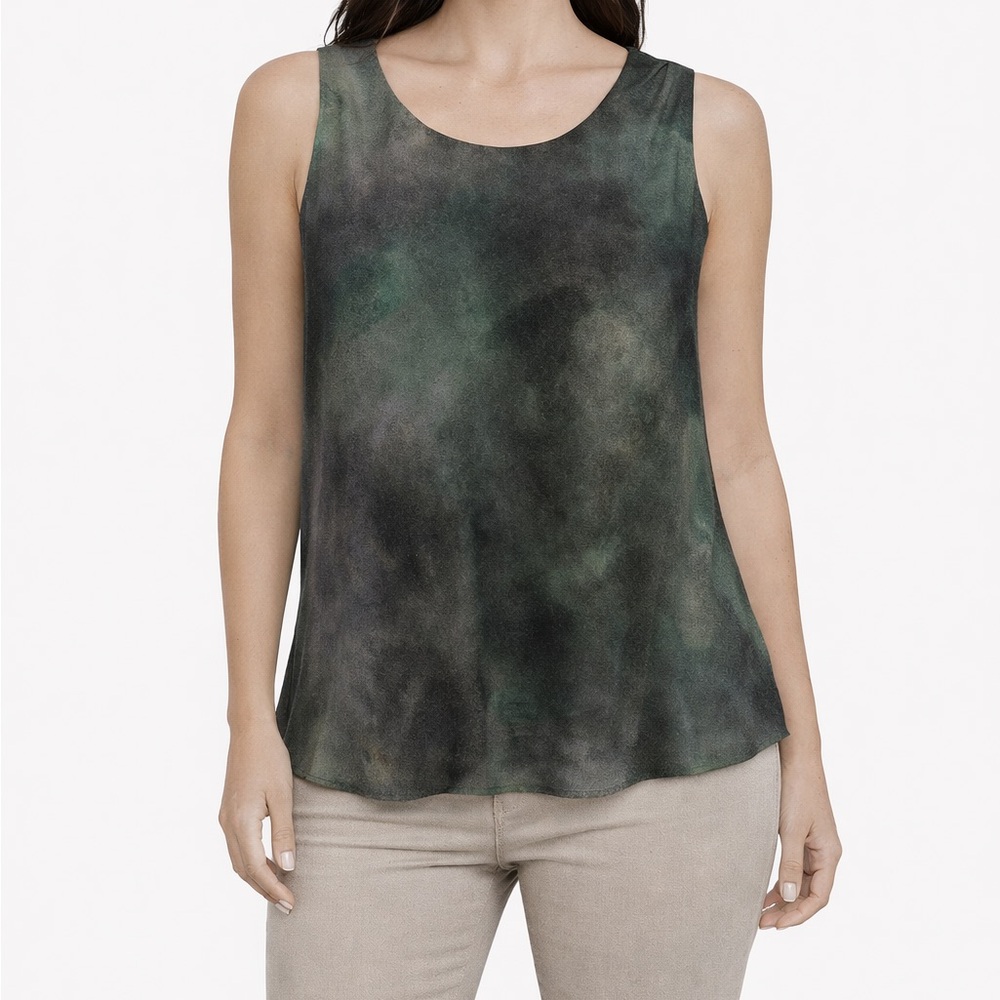Giorgio Armani Main Line Green Sleeveless 100% Silk Top, Size 6